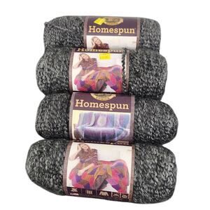 LION BRAND YARN LOT OF 4 790-312 HOMESPUN EDWARDIAN GREY MADE IN USA